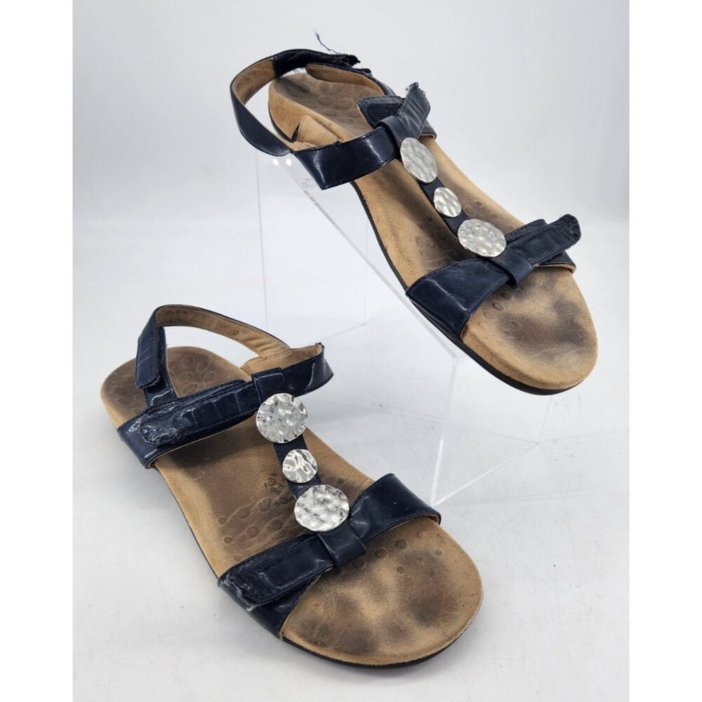 Vionic Farra Lizard Blue Women's Size 11 Strap Sandals with‎ Jewels SEE PICS